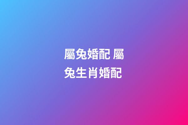 屬兔婚配 屬兔生肖婚配